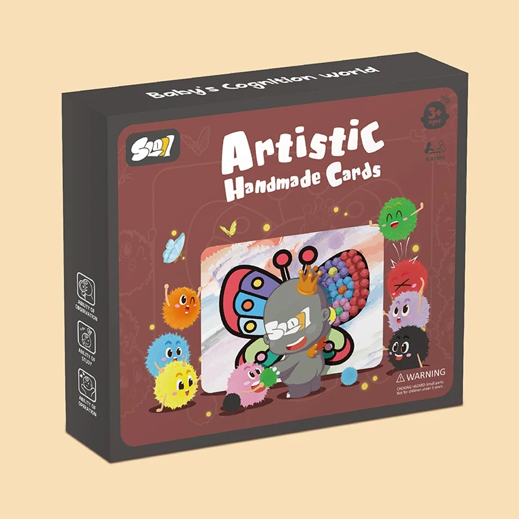 2022 New Diy Funny Handmade Card Color Hair Ball Handmade Sticky Painting Educational Toy For Kids