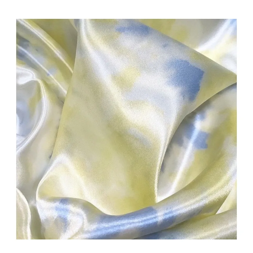Tie dye glossy satin fabric glossy shiny 70gsm fashion silk like hair band fabric