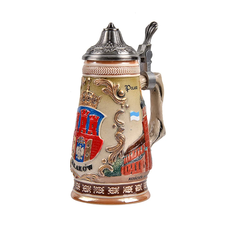 Decorative custom ceramic german beer mug stein for wholesale