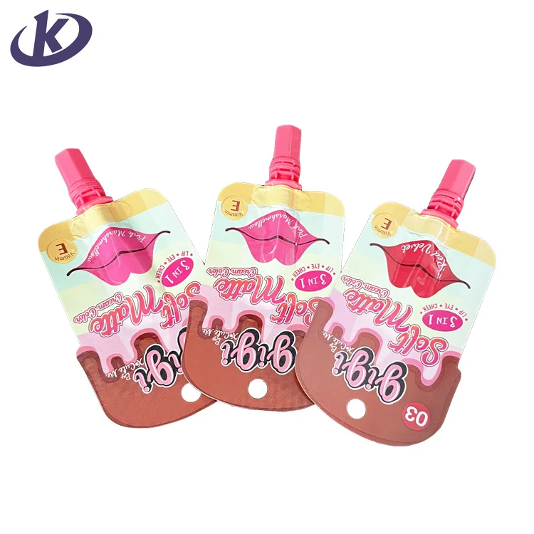 Custom 3g lip tint pouch gloss refill sachet mascara packaging pouch filling flexible sachet