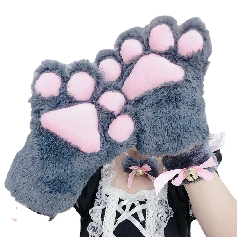 Cute Kitty Anime Cosplay Cat Ears Claw Sweet Cat Ears Plush Paw Claw Halloween Costume Suit Cat role play costume