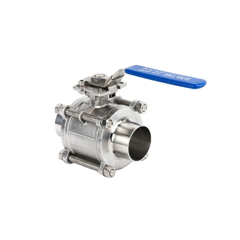 Sanitary Manual Stainless Steel 316 3PCS Butt Welded End Ball Valve