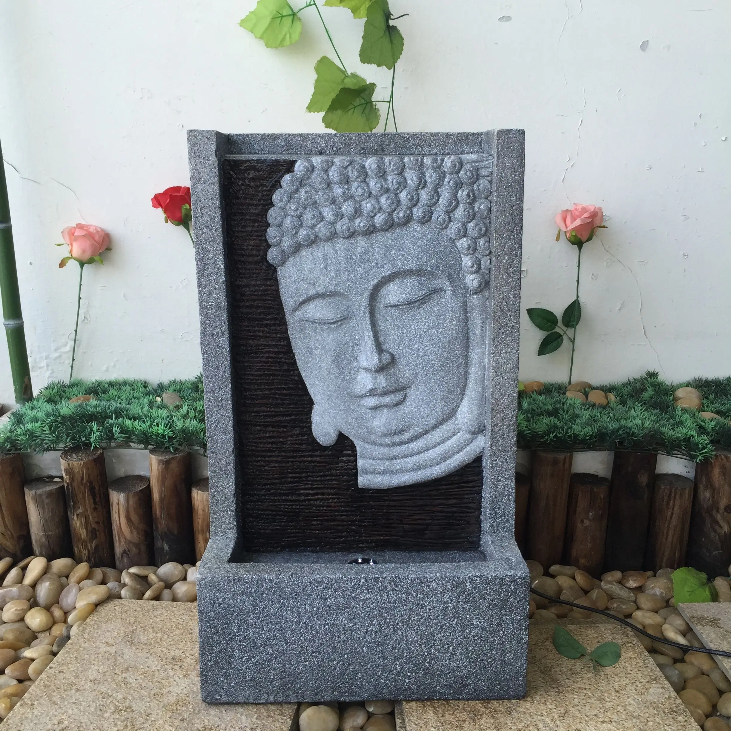 Outdoor Buddha Solar Water Fountain for Garden Decoration Ornaments Indoor and Outdoor Modern Water Feature 35*21*60cm as Photo