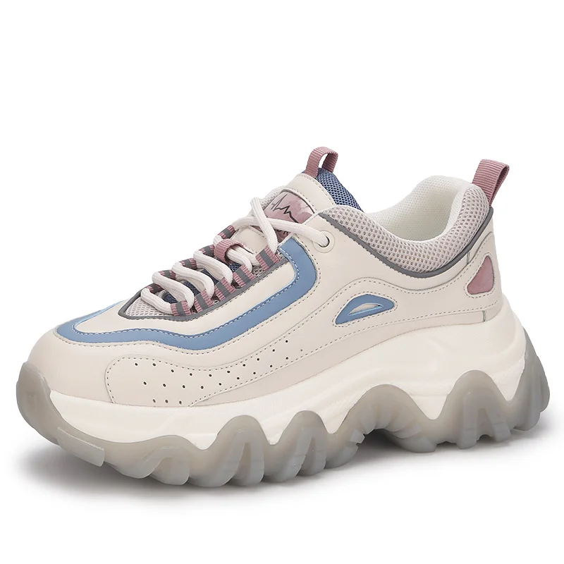 Китайская фабрика OEM, дизайнерские женские модные кроссовки на толстой нескользящей подошве, повседневная обувь