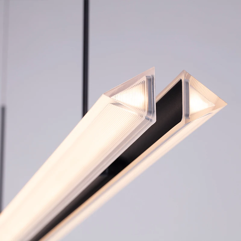 Premium Linear Suspended Light - Wide Voltage Quartz Crystal 3000K LED Pendant for Hotel Interiors, Elegant Lighting Solution