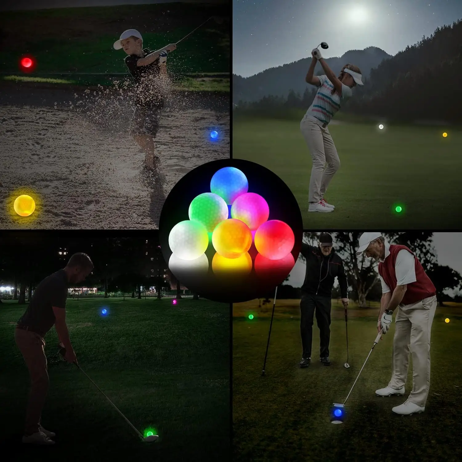 OEM Custom LED Light up Golf Balls Night Sports Tournament Fluorescent Glowing in The Dark Golf Ball Glow in The Dark Golf Balls