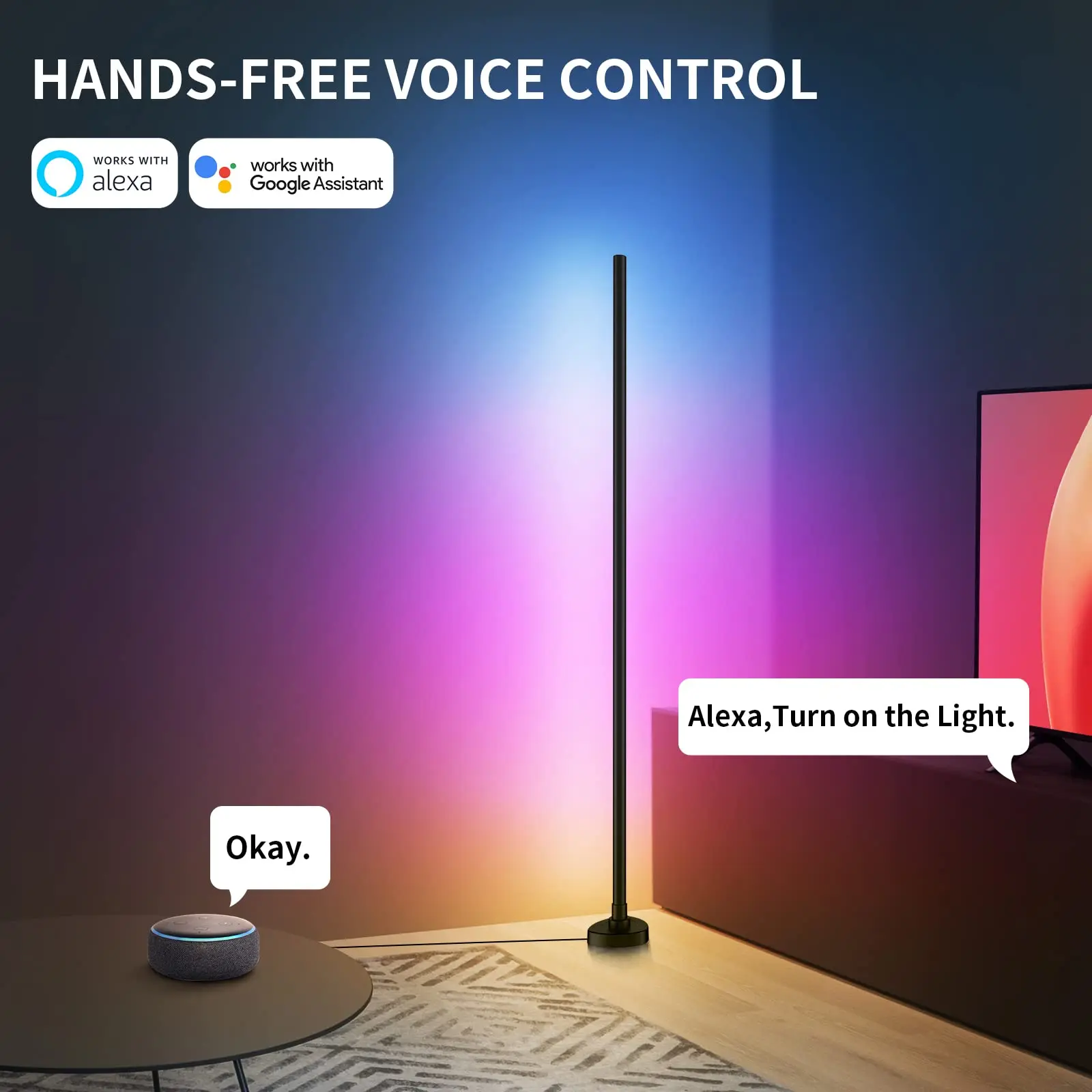 Living Room Lamp Intelligent Remote Led Light Stereo Voice Control Lights Decoration RGB Floor Lamp