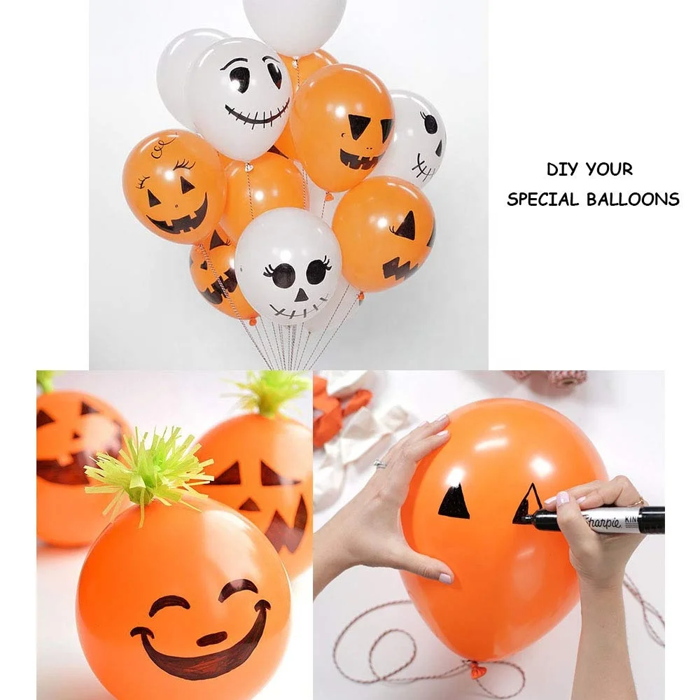 Halloween Party Decorations Orange Black Balloons Set Pumpkin Boot Happy Halloween Garland Mylar Star Balloons Tattoos Supplies