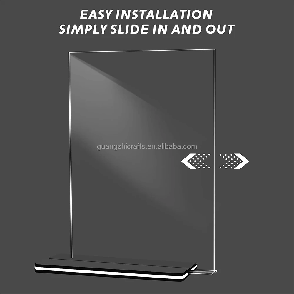 T-Shape Black Base Double-Sided Acrylic Menu Display 5x7 Inch Acrylic Sign Holder