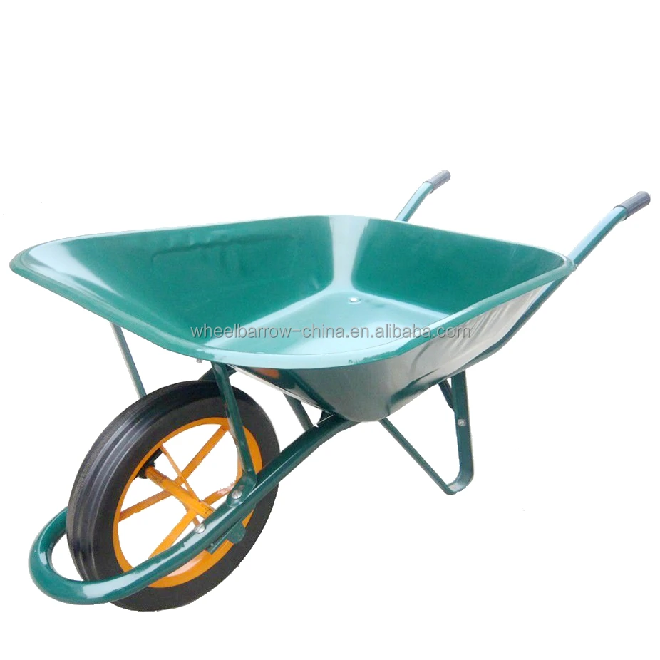Extra strength heavy duty civil Metal Wheelbarrow WB6400 france model for africa market steel wheelbarrow hard tyre solid wheel