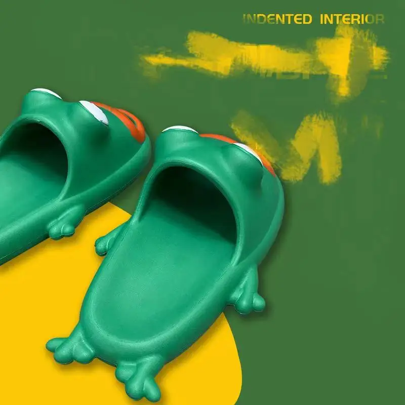 New Woman and Men Shoes Funny Frog Indoor and Home Wear Ladies Slippers Outside Platform Flat Sandals