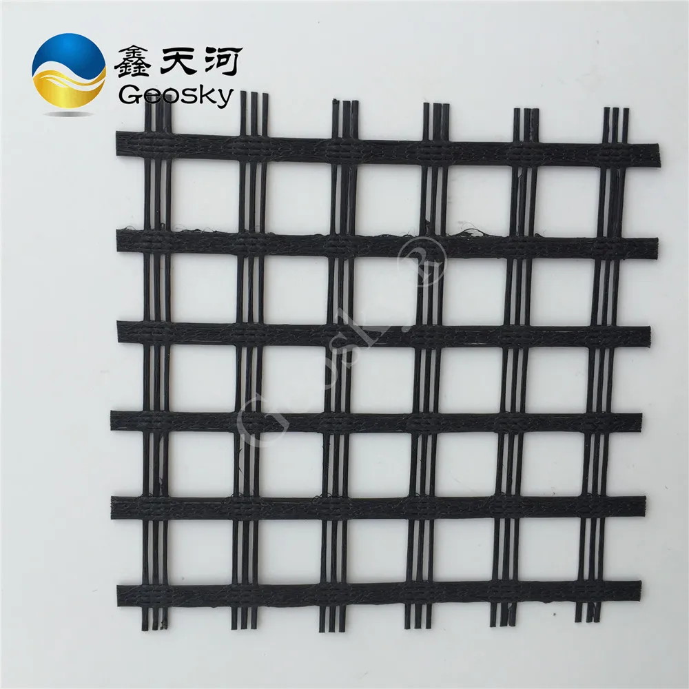 Black 80KN  Biaxial Polyester Geogrid For  Gravel From China Supplier