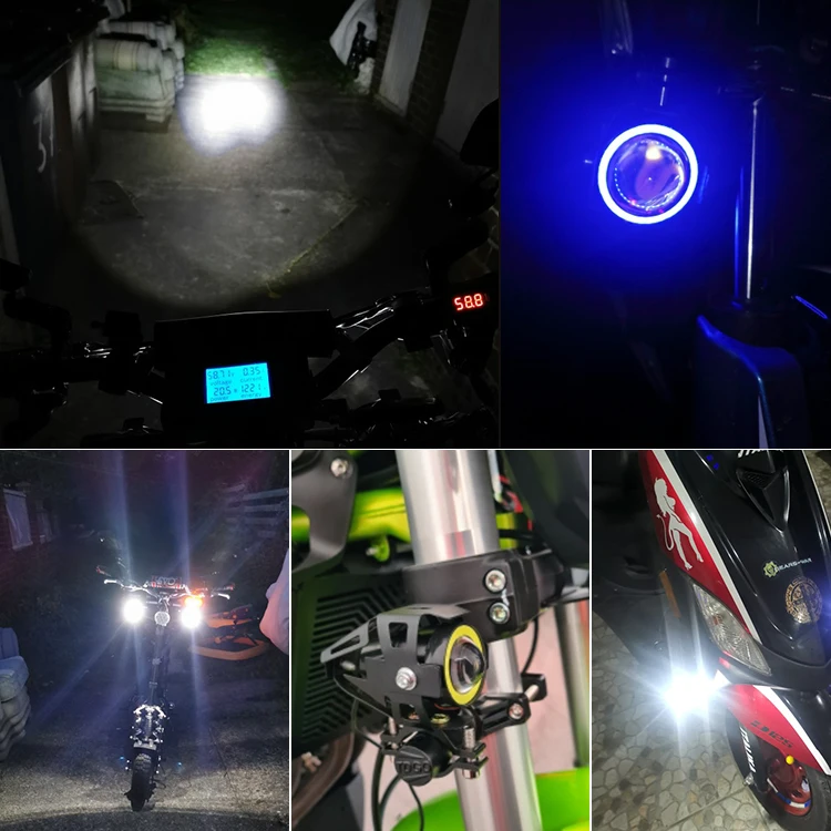 Top Quality motor bike LED fog light 12V-80V universal mini driving spot lamp waterproof U5 U7 angel eyes  motorcycle headlight