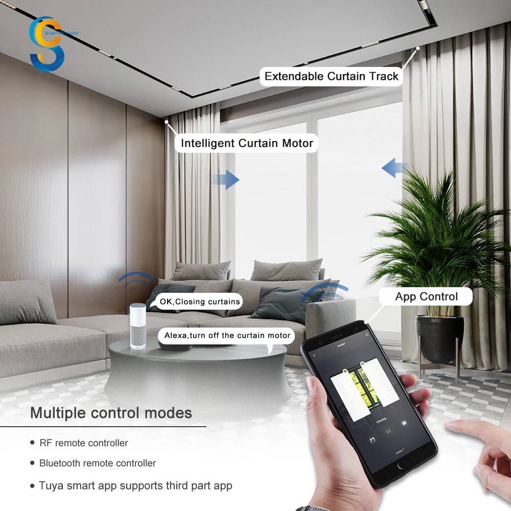 Motorized System 6 M Tuya Wifi Smart Home Blind Chain 100-240v Round Dc Super Silent Foshan Curtain Motor