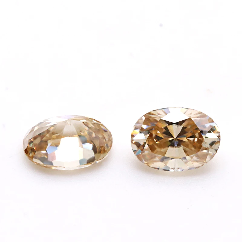 Loose Moissanite Diamond Stone Easy Pass Diamond Tester Oval Shape Champagne Moissanite For Jewelry Making