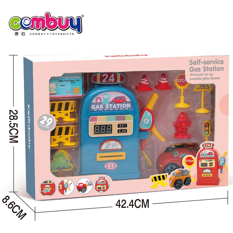 Electric lighting parking lot set self service  fuel dispenser game kids toy gas station