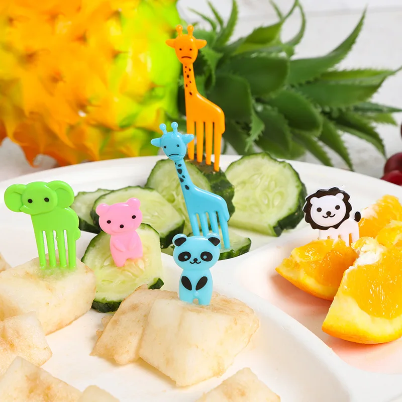 Animal Fruit Fork Food Grade Plastic Mini Cartoon Kids Cake Fruit Toothpick Bento Lunch Bento Accessories