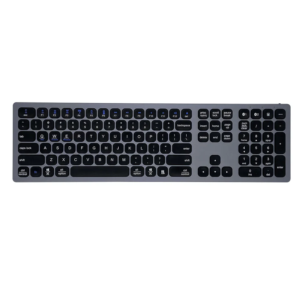 BT 3.0 5.0 Keyboard Multi-Device Rechargeable Keyboard Aluminum Wireless Type-C Rechargeable Keyboard 110 keys