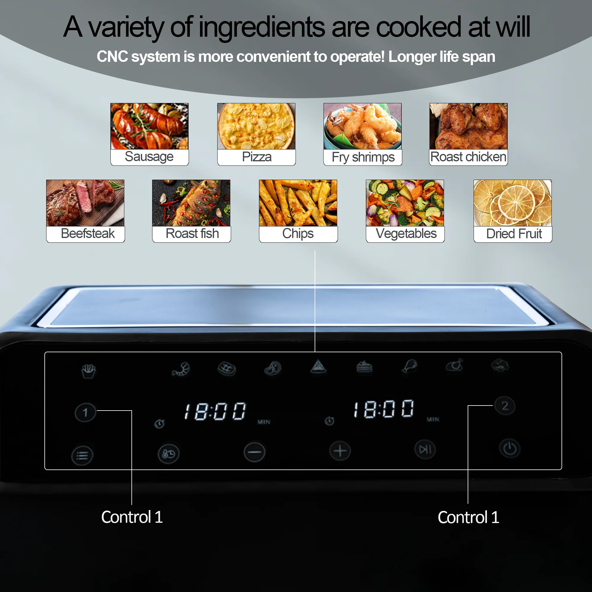 High Quality 8L/7.6Q Multi-functional Electric Oil Free Kitchen Appliances Digital Smart Cooker Dual Basket Air Fryer oven