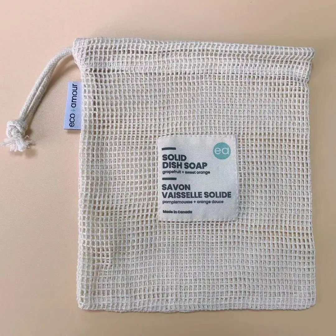 Wholesale Zero Waste Eco friendly cotton mesh drawstring bag for fruits mesh cotton bag