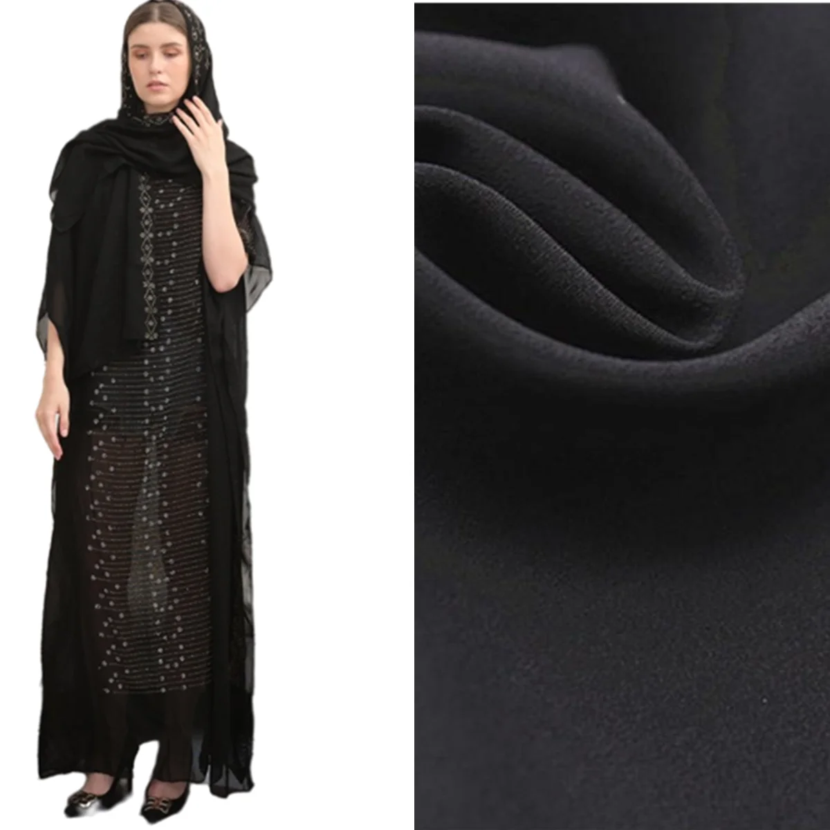 Hot sales fabric 4 way stretch crinkle muslin abaya fabric material muslim dresses for women and kind of fabric