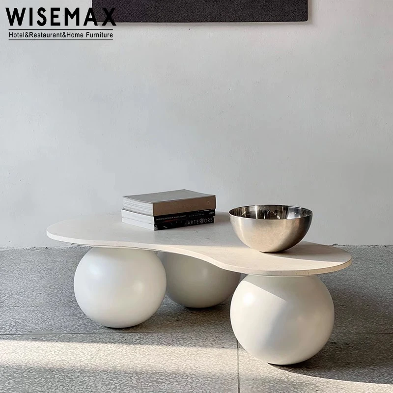 WISEMAX FURNITURE Nordic minimalist wooden center table Italian home furniture MDF top solid wood round shape leg center table