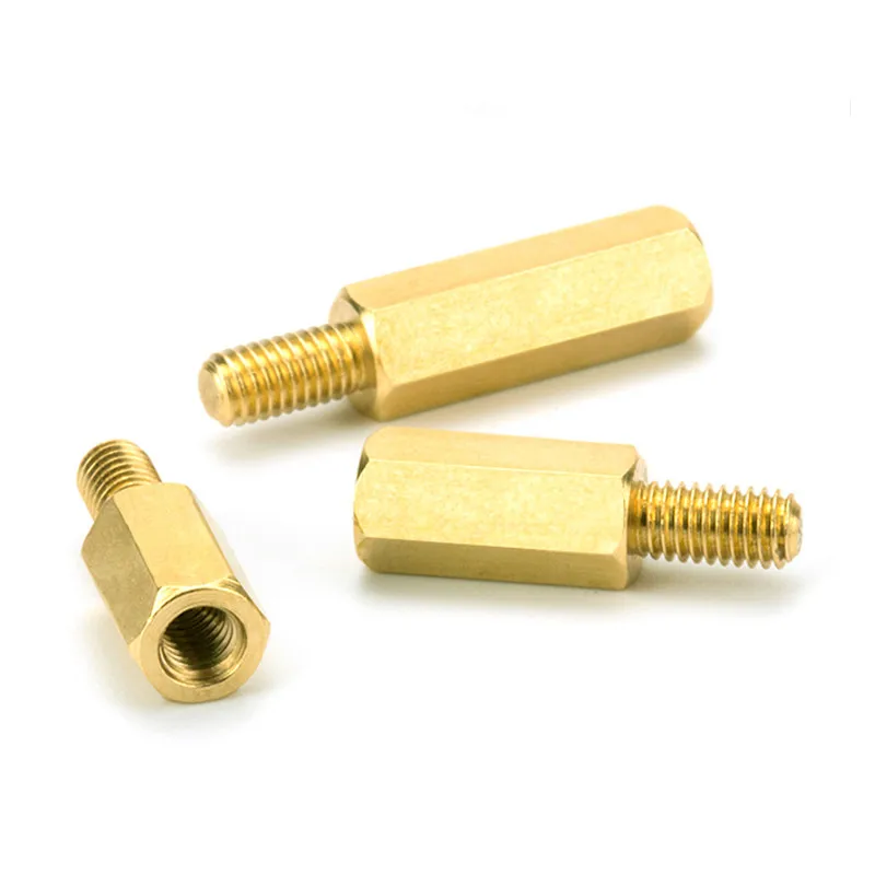 OEM ODM OBM Turned Parts Brass Hex Screws stud Made by CNC Lathe Machining