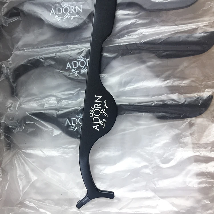 Wholesale rose 3 piece eyelash tweezers set volume eyelash extension with tweezer with glue applicator plastic tweezers