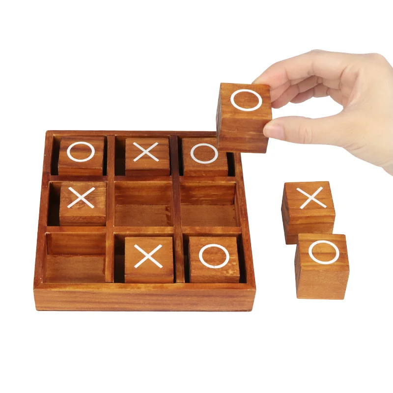 Деревянная XO шахматная игра tic tac toe casual Version настольная Классическая семейная для взрослых и детей