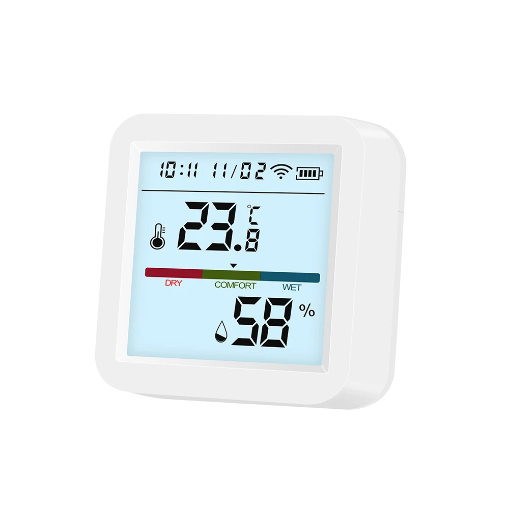 wifi temperature and humidity detector backlight function Tuya intelligent linkage work with google assistant smart home product