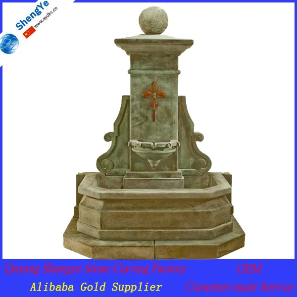 Hand-carved outdoor wall fountain waterfalls wall-type natural stone marble beauty figure fountain
