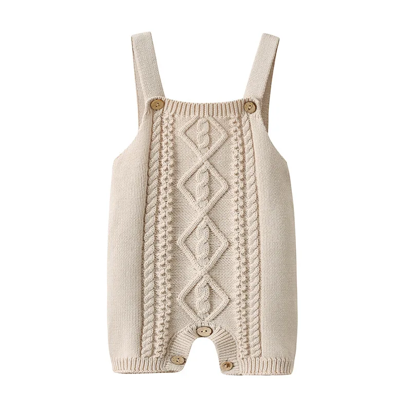 2023 Spring Infant Sleeveless Diamond Knit Suspenders clothes Baby Sweater Romper For Boys Girls