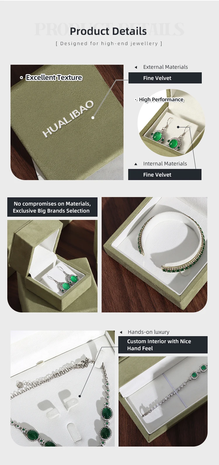 China Factory high end jewelry box Velvet gift box velvet jewelry box packaging custom logo