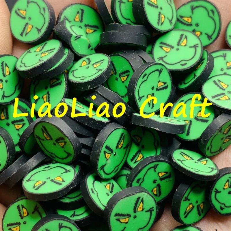 500g Mixed polymer clay Christmas Series Halloween Green monster slices for nail art decals DIY Crafts Slime Filling Accessories
