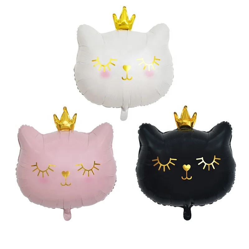 BONA Crown Cat Shaped Balloons Foil Helium Pet Cat Theme Birthday Party Needs Animal Decorations Supplies Balloon