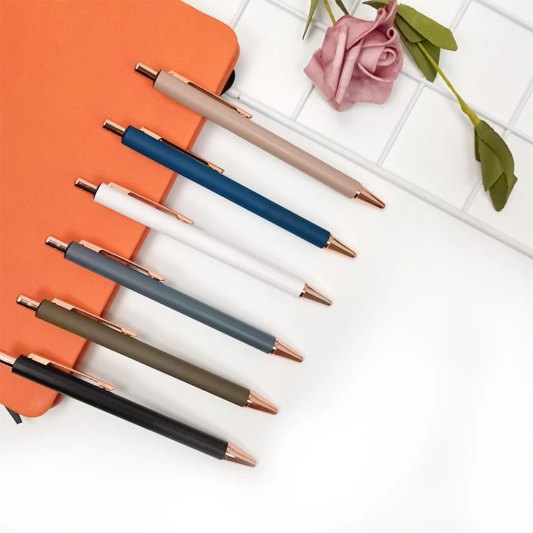 Promotional Custom Logo Plastic Multicolor Ballpoint Pen Blue Disposable Leather Bulk Custom Fishc Rubber Brown Wholesale