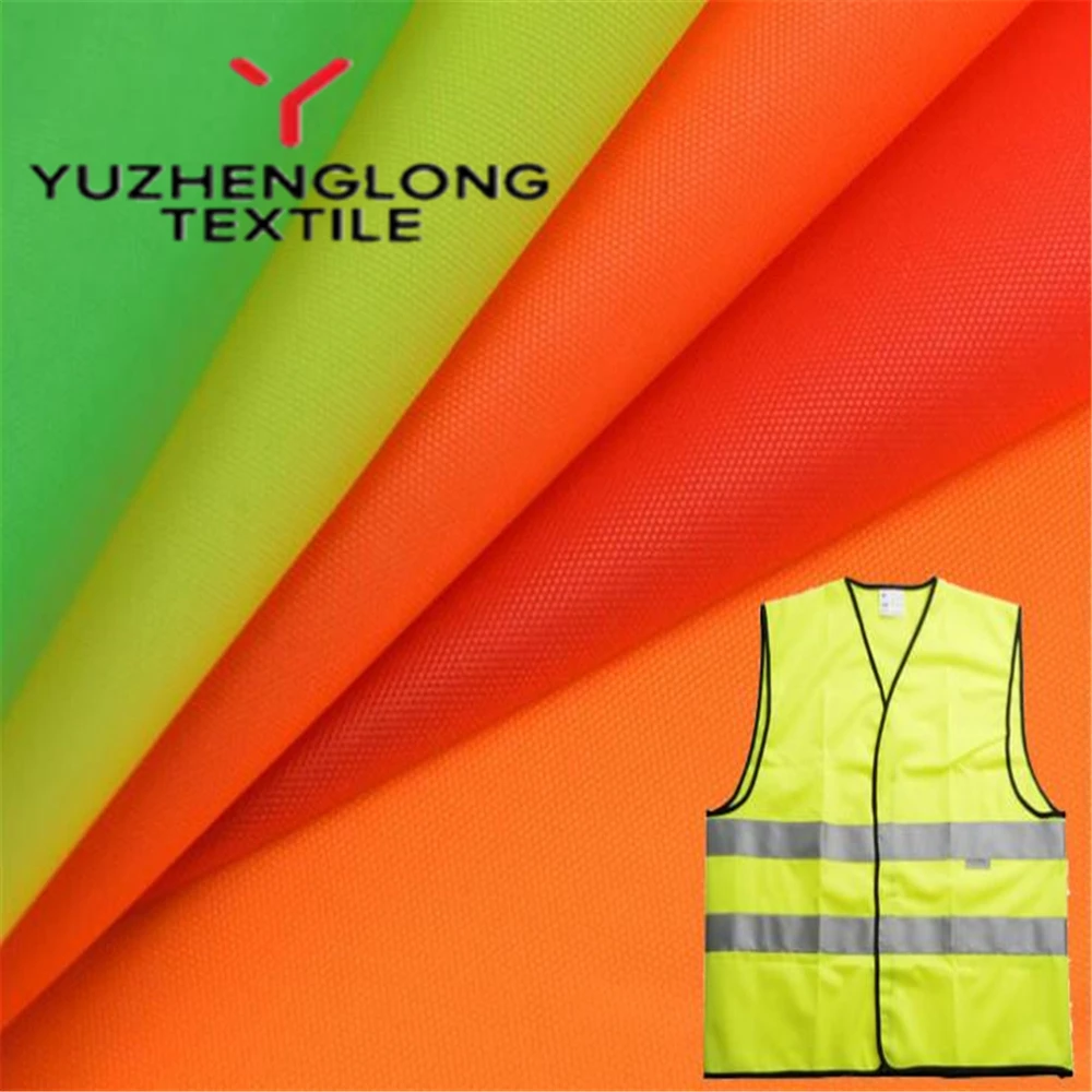 
Fluorescent 210D polyester oxford fabric for safety vest 