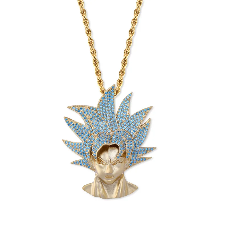 Factory customized fashion exquisite anime avatar pendant gold zircon hip hop personalized necklace