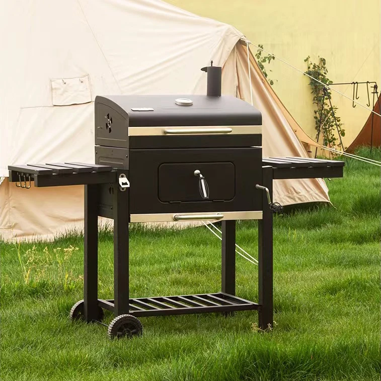 Outdoor Barbecue Grill Square Oven Portable BBQ Grills with Two Grilling Net