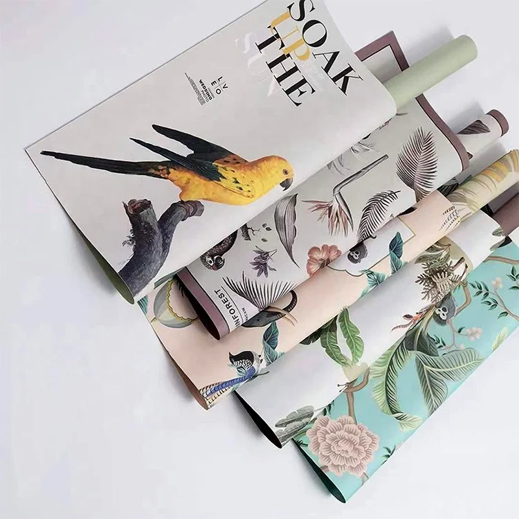 Wholesale custom best selling luxury new design colored printing fresh flower bouquet wrapping paper