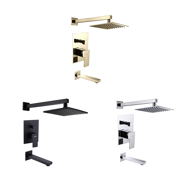 Wall Mounted 2 Hole Brass Waterfall Bathtub Bath-Shower Shower Faucet Mixer Shower Head Kits Robinet Baignoire With Holder