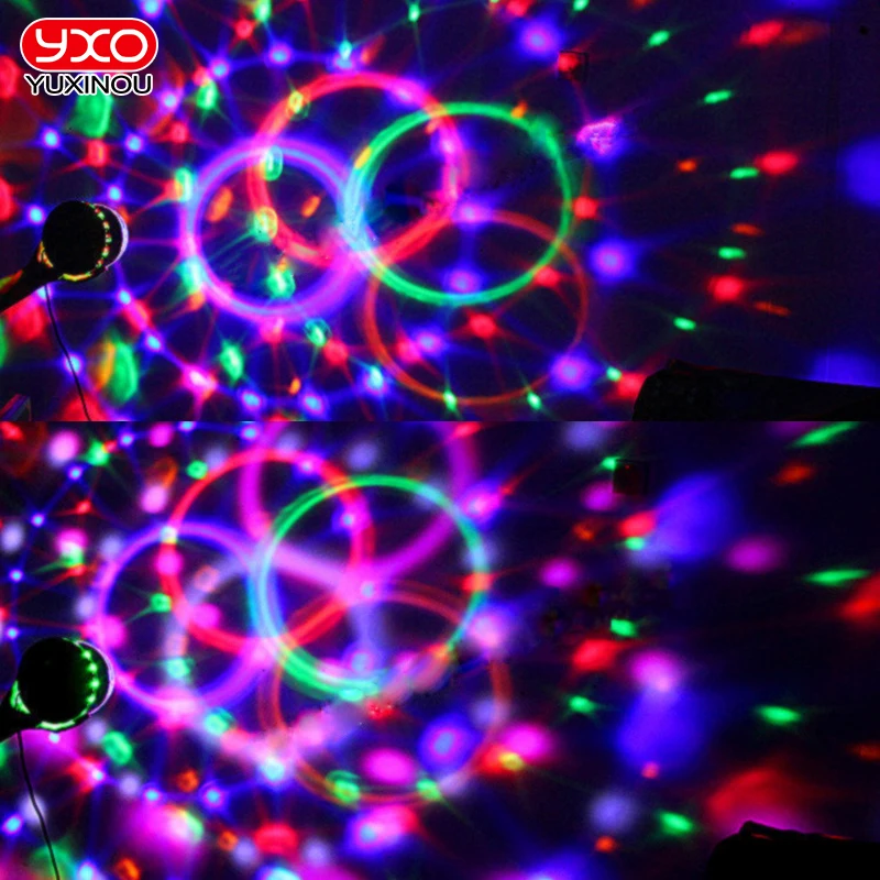 Sound Activated Rotating Disco Ball Party Lights 15W RGB LED Stage Lights Laser Projector Light For Christmas Wedding Festival
