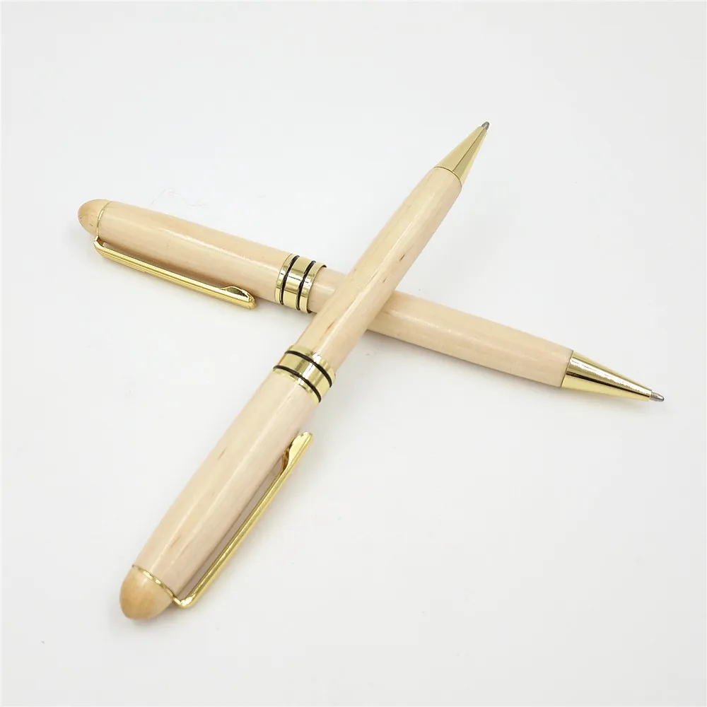 Bulk engraving factory wholesale solid wood colorless maple ballpoint pen set