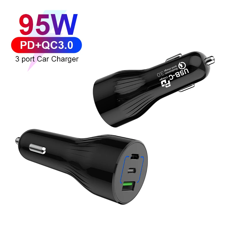 3 в 1 несколько портов 95W Выдвижной USB Автомобильное зарядное устройство типа C PD автомобильное зарядное устройство для мобильного телефона для ноутбука MacBook