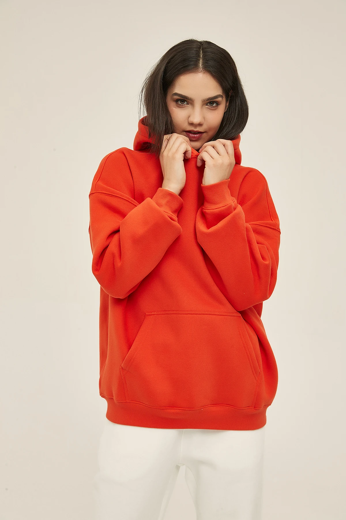 Custom Women Hoodies Tracksuit Print Logo 100% Cotton Oversized Plus Size Unisex Pullover Hoodies Sweatshirt For Women