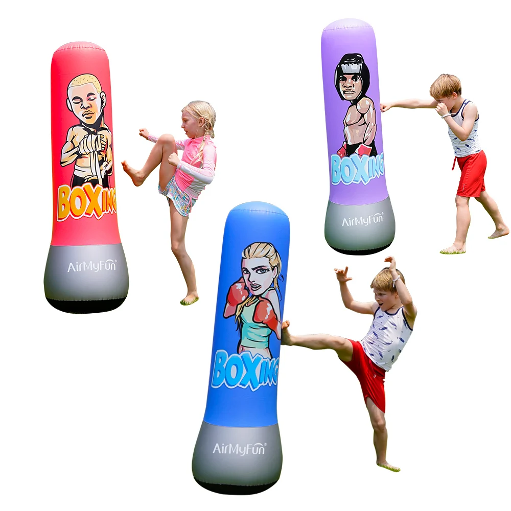 Custom foldable portable strong pvc fitness kid toy boxing inflatable tumbler punching bag