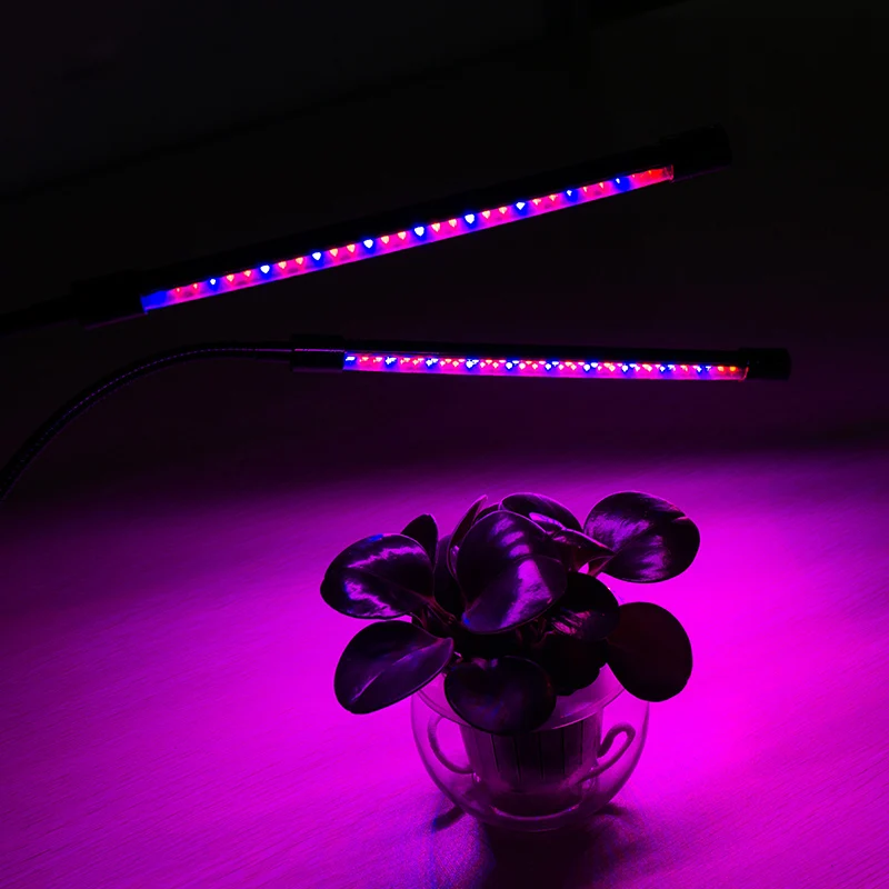 Indoor LED Grow Light Table Full Spectrum Blue Red Hydroponic Lamp with Dimmer Timer Clamp Bend Pipe Lamp for Plant Growth