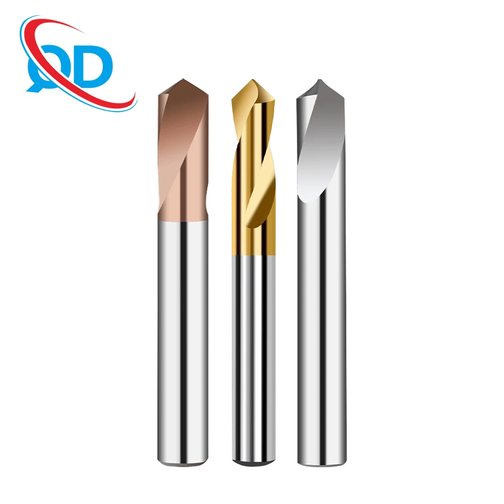 CNC Tungsten Steel Chamfer Tool With 60 90 120 degree Centering Drill 2 Flutes Solid Carbide milling cutter with Tin Coating