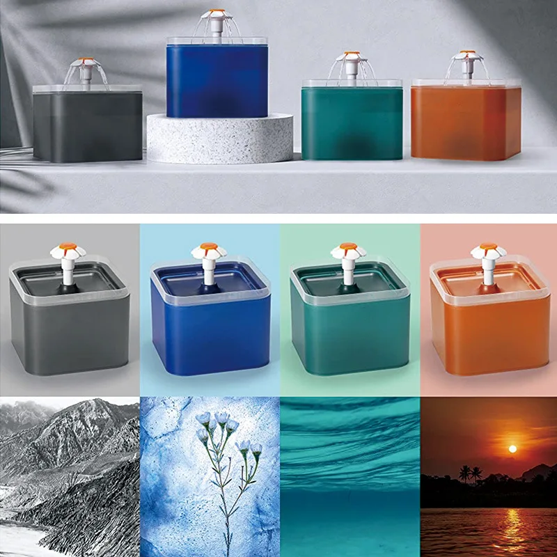 Pet Water Dispenser 2L Cat Drinking Fountains Cat Water Fountain with Replacement Filters Automatic Water Dispenser for Pet