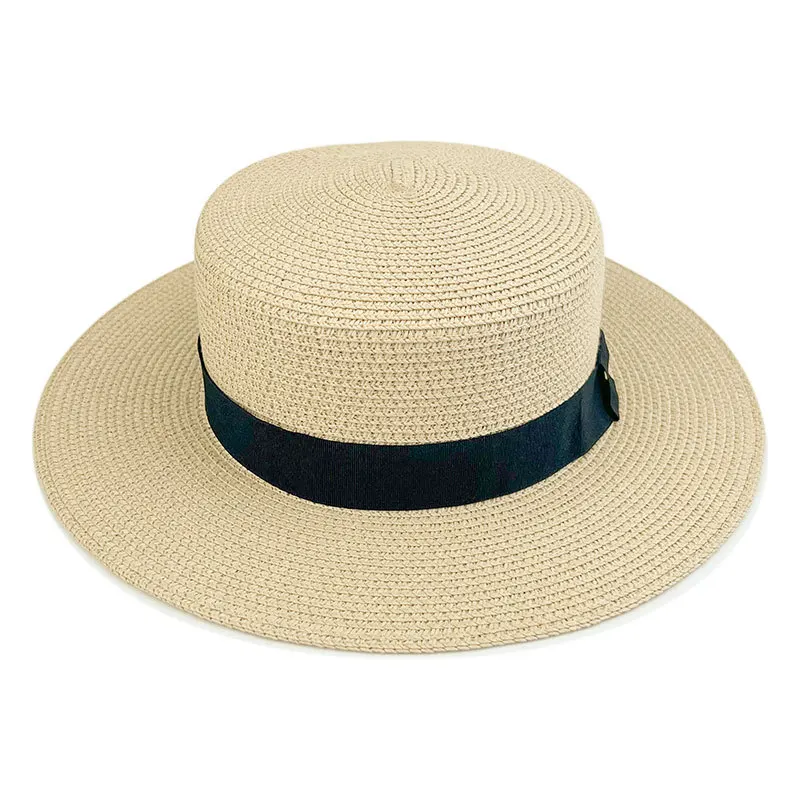 2023 New Fashion Outdoor Sunshade Beach Boater Hat Custom Logo Paper Straw Hats For Women Wide Brim